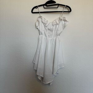 Princess Polly White Ruffled Asymmetrical Mini Dress SZ 4